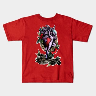 Trance Terra from Final Fantasy 6 (FFVI) in American Traditional Tattoo Portrait Style Kids T-Shirt